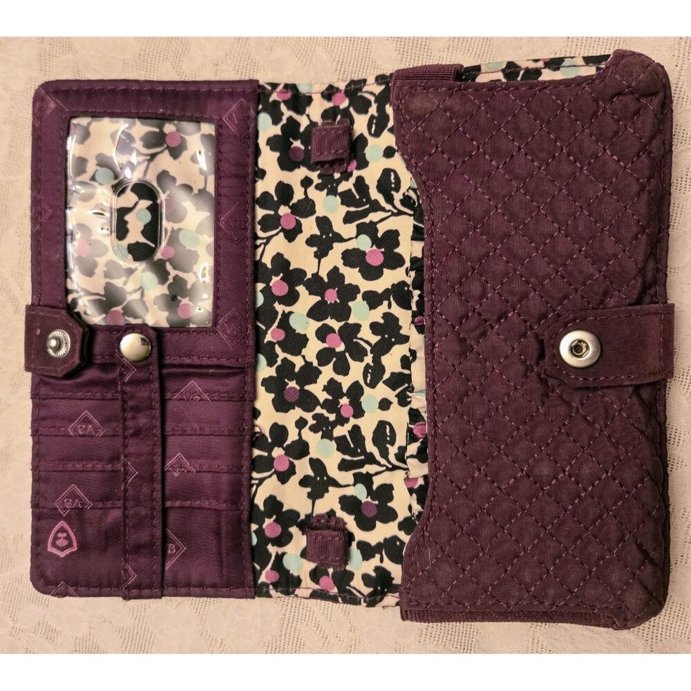 Vera Bradley Wallet Gloxinia Purple Quilted Iconic RFID Riley Compact